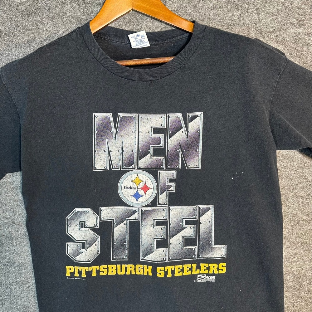 Vintage 1990 Pittsburgh Steelers Men of Steel T Shirt Large‎ Single Stitch NFL